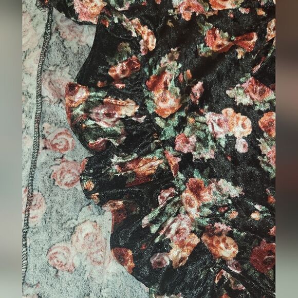 NWOT Free People Fall Crush Floral Wrap Dress Velvet Dress M - Picture 8 of 12